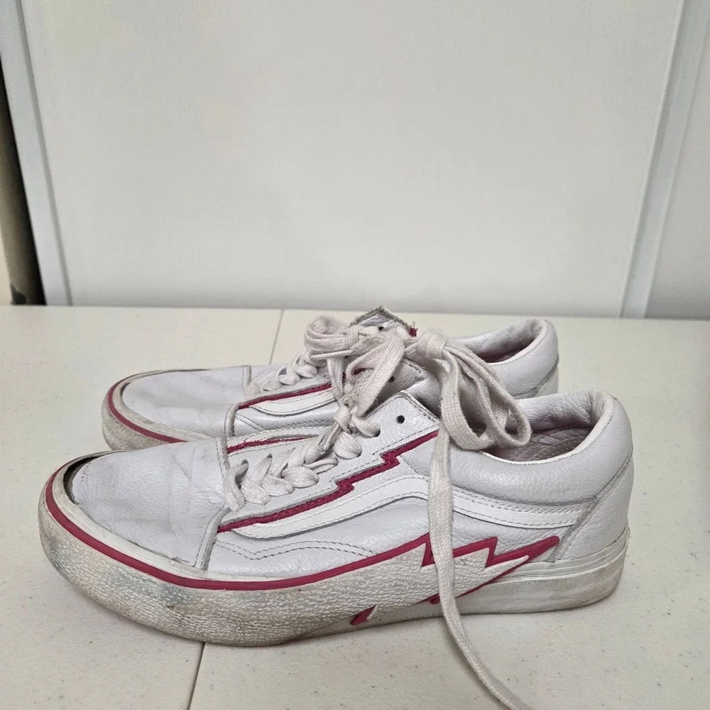 Vans Revenge x Storm Old Skool White Pink Leather Low Sneakers Mens 7.5 Womens 9